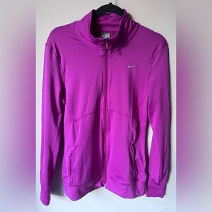Nike Dri-Fit Womens Full Zip Jacket Size Medium‎ Stretch Fuchsia Mock Neck